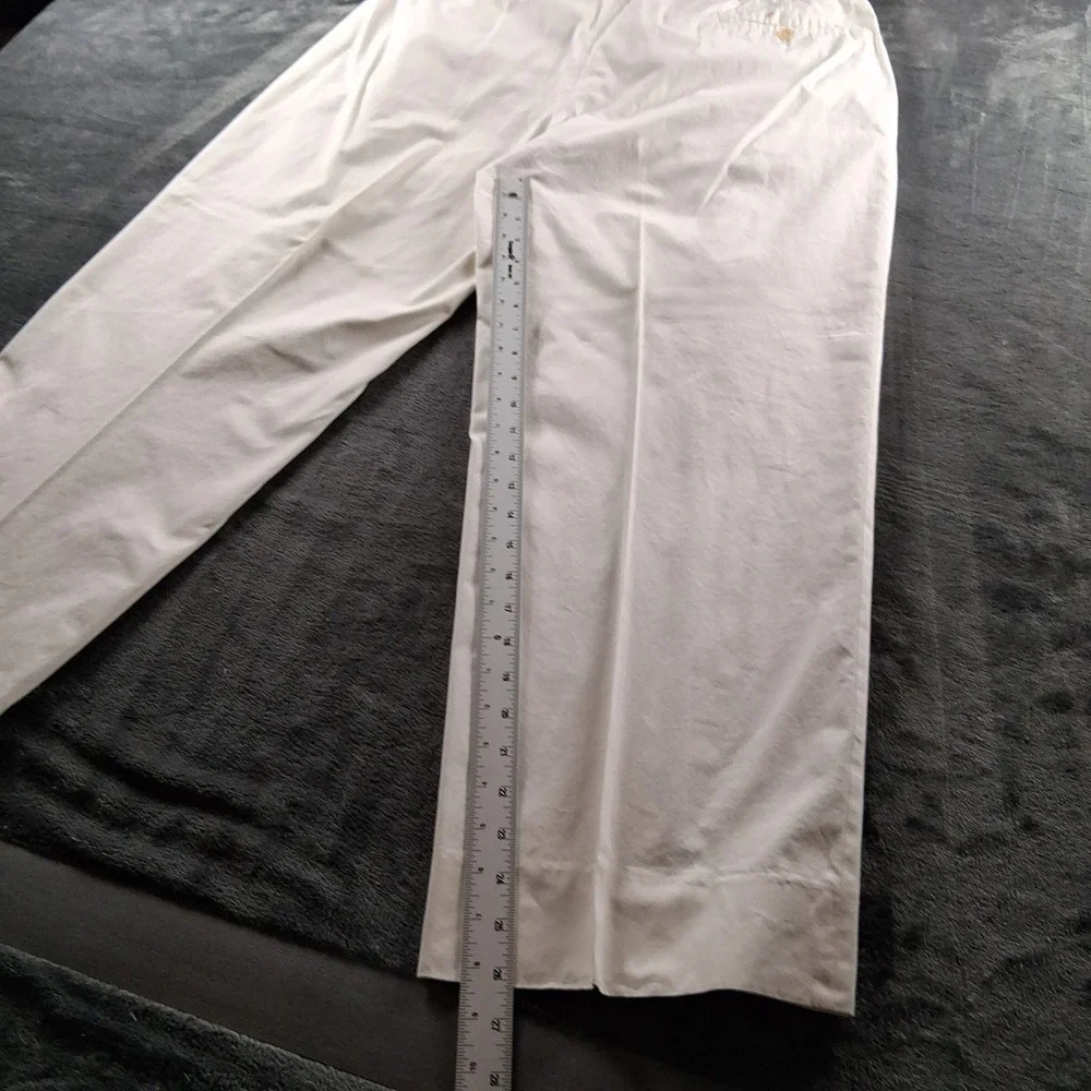 Ralph Lauren Purple Label Trousers Mens 40 White Cotton Made in Italy Wide Leg